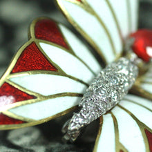 Circa 1930's 18K Enamel & Mexican Fire Opal butterfly brooch