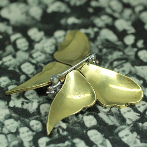 Circa 1930's 18K Enamel & Mexican Fire Opal butterfly brooch