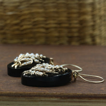 Wheat Onyx and Pearl Earrings c1890