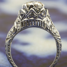 c1920 1.25 Carat Diamond and Sapphire Halo Bloom Ring