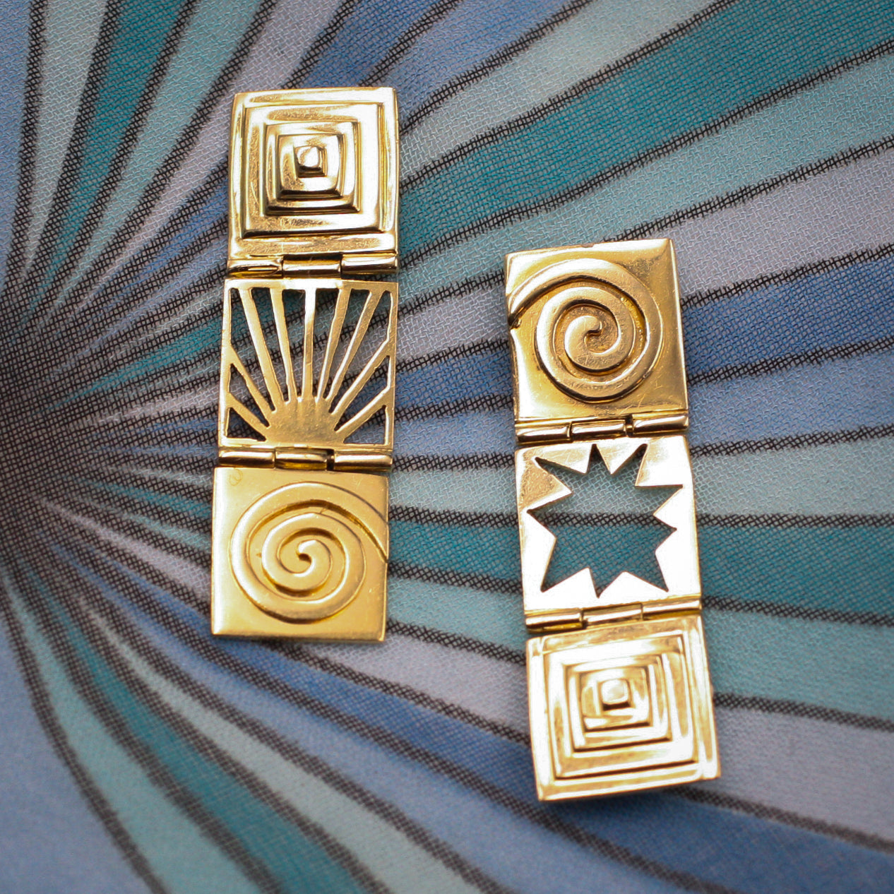 Gold Cut-out Graphic Earrings c1990