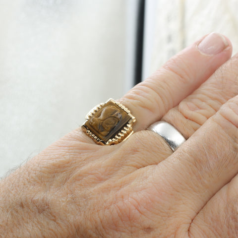 1930s Tiger Eye Cameo Ring