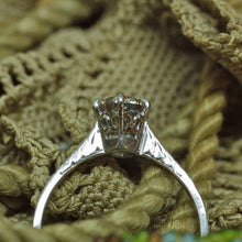 Circa 1940 handmade 18k white gold solitaire engagement ring