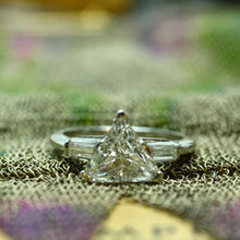 1950s handmade platinum triangle cut diamond engagement ring