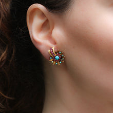 Turquoise and Ruby Comet Earrings, 1930s