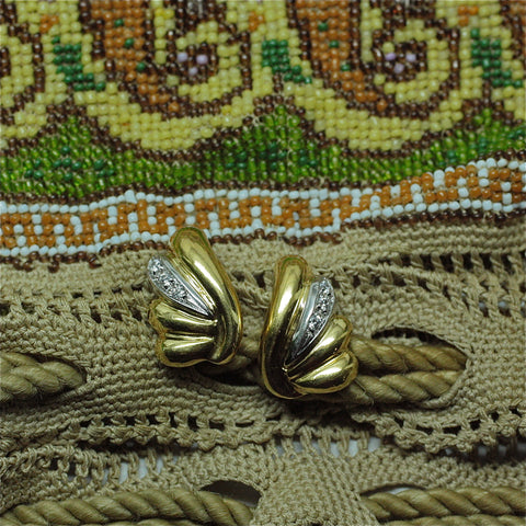 Two-tone 14k diamond earrings circa 1980