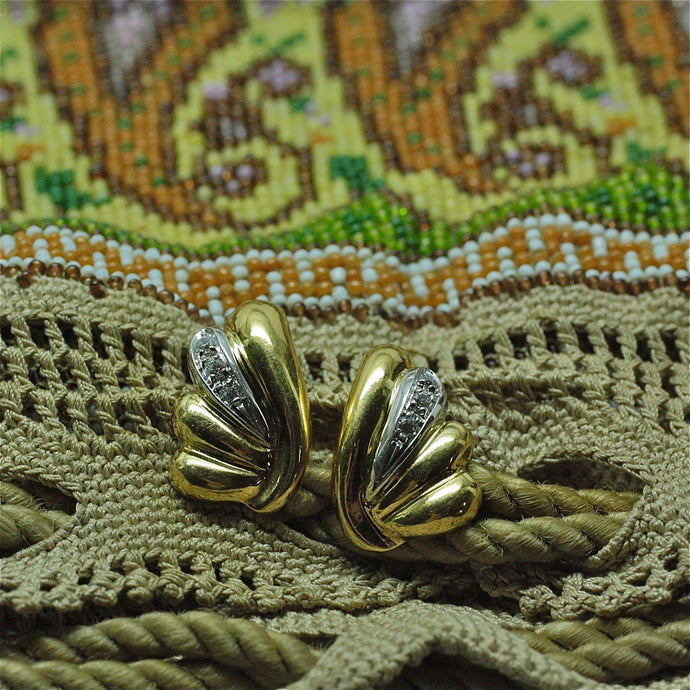Two-tone 14k diamond earrings circa 1980