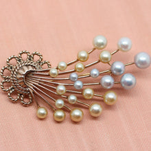 14K Rose Gold & Colored Pearl Spray Brooch