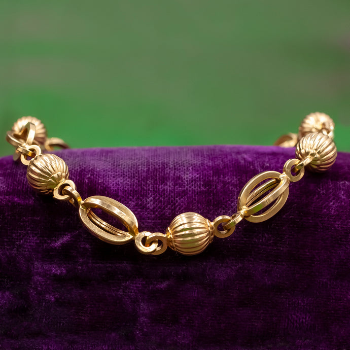 Gold Bead and Link Bracelet c1980
