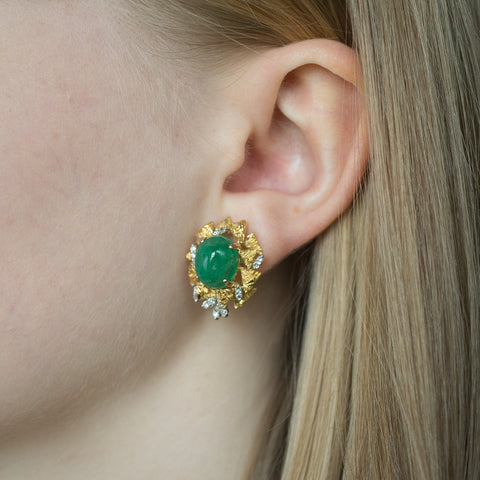 Brutalist Emerald Earrings c1970