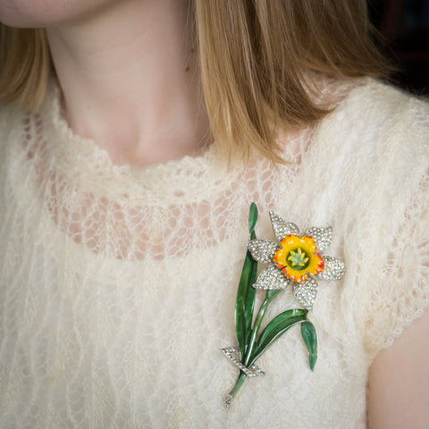 Mazer Bros. Daffodil Brooch c1940