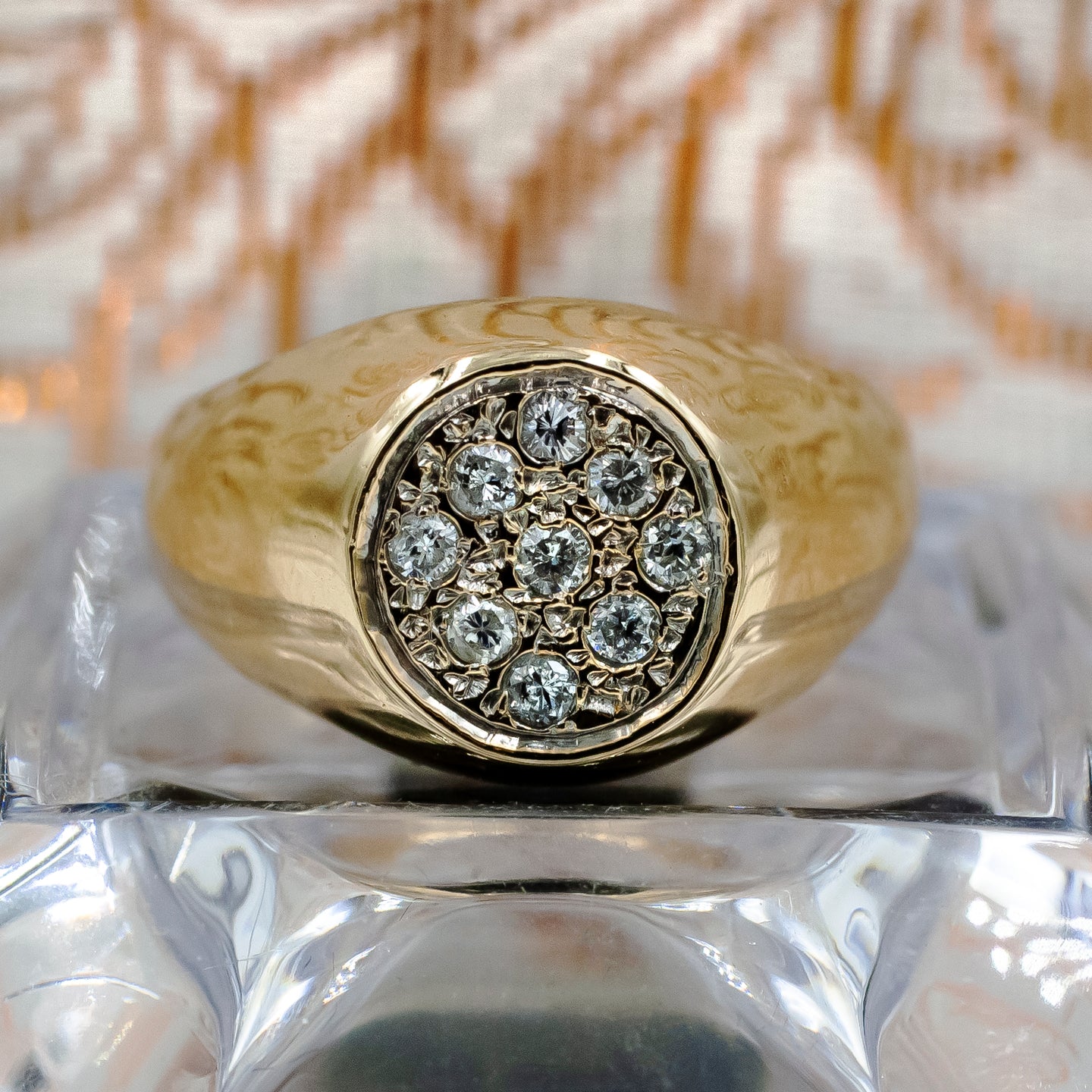 Pavé Diamond Signet-Style Ring c1980