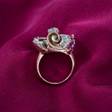 Retro Ruby and Diamond Cocktail Ring c1940