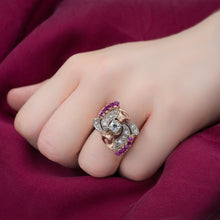 Retro Ruby and Diamond Cocktail Ring c1940