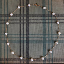 Dainty Pearl & Gold Chain Necklace c1950