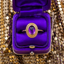 Greek Key Amethyst Cabochon Ring c1910