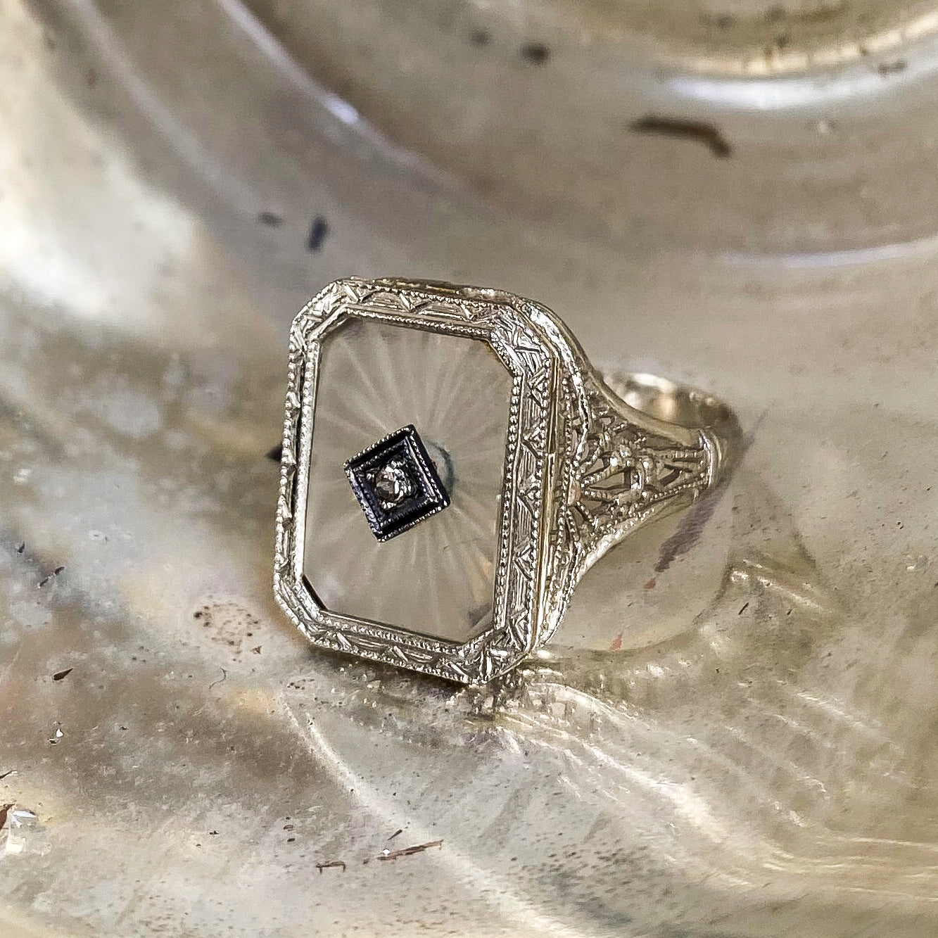 Camphor Glass Ring c1920