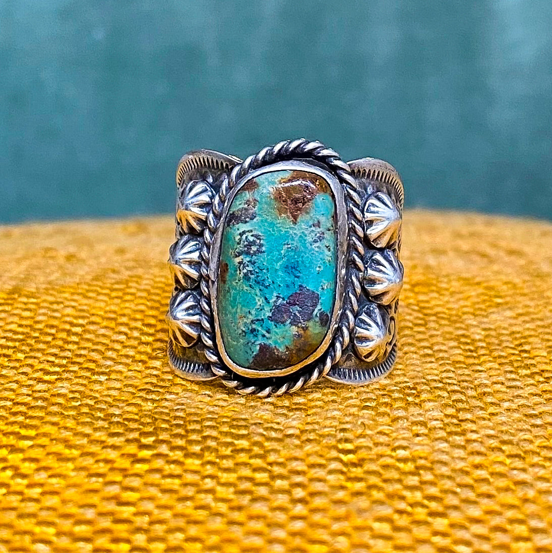 Navajo Turquoise Ring by Albert Cleveland c1980
