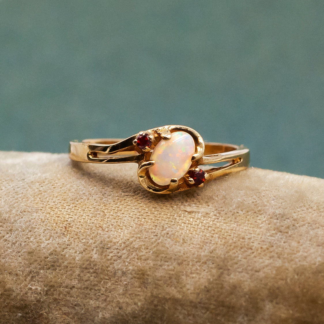 Opal and Garnet Ring c1980