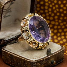 Tricolor Gold & Amethyst Cocktail Ring c1930