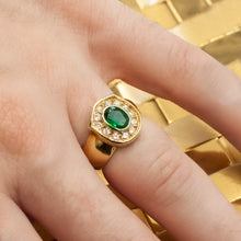 Emerald & Diamond Shield Ring c1980