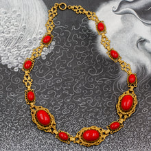 Red Czech Glass Collar Necklace c1920