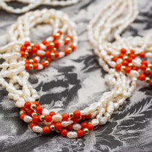 Freshwater Pearl and Coral Necklace c1980