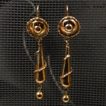 Gold Baton Drop Earrings c1910