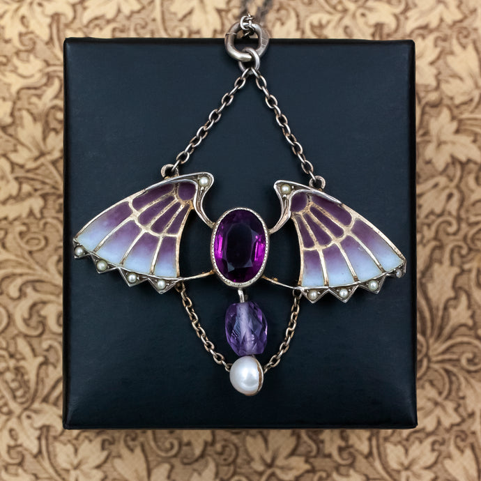 Winged Art Nouveau Pendant c1880