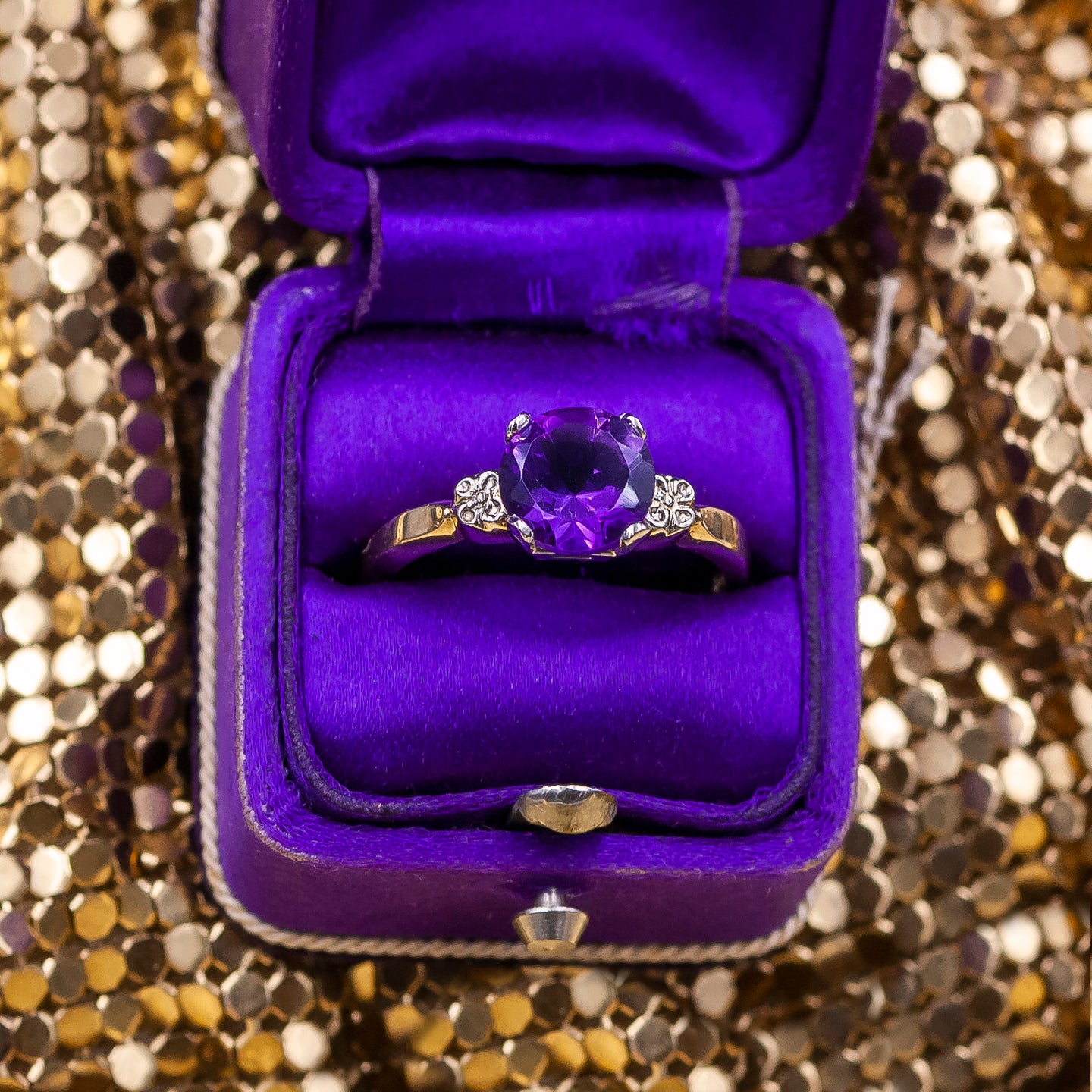 Amethyst Solitaire Ring c1970