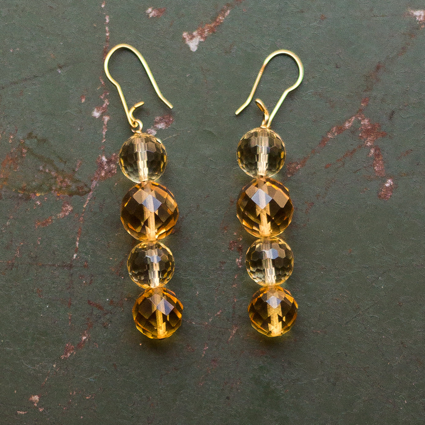Citrine Bead Drop Earrings