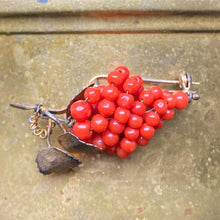 Red Coral Grape Pin c1930