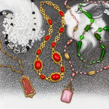 Pink Czech Glass Pendant Necklace c1930