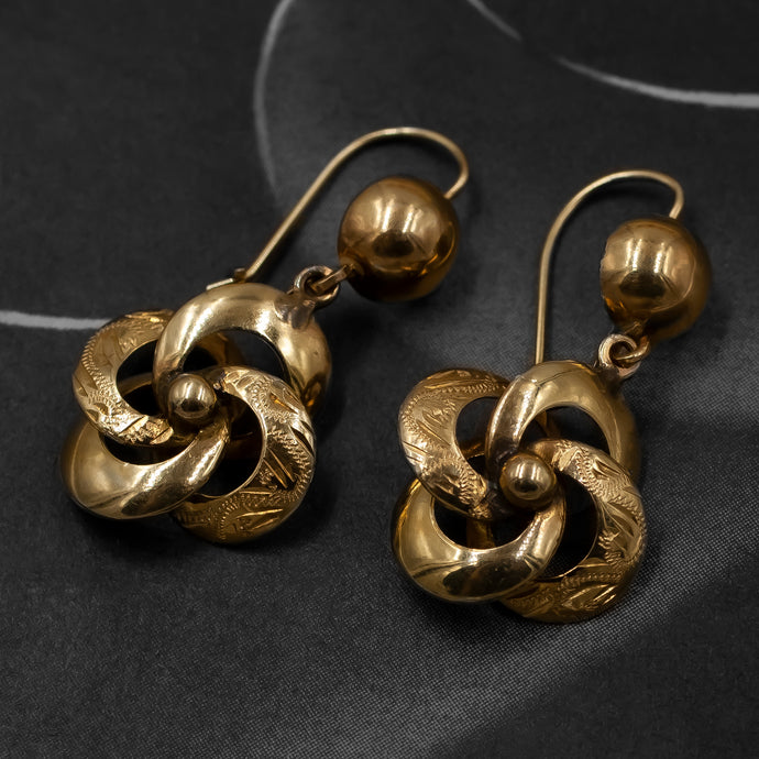 Gold Pinwheel Earrings c1910